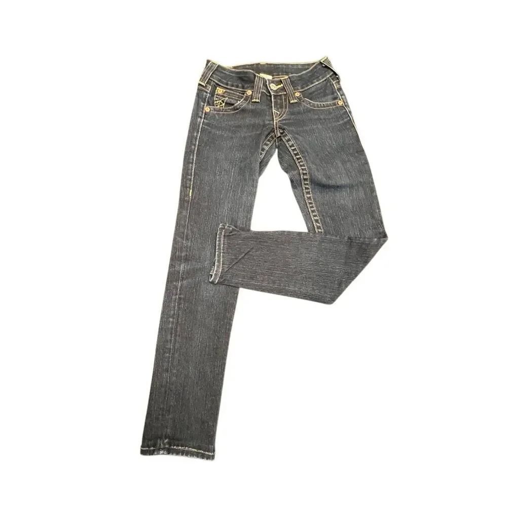 True Religion Women's Stretch Slim Fit Skinny Jeans Blue Denim Dark Wash Size 24